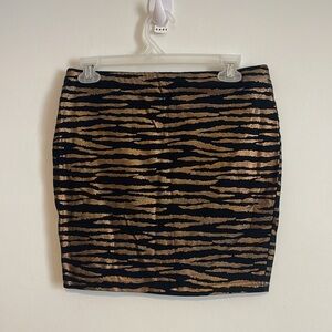Forever21 Metallic Zebra Skirt Large Stretch Mini Black Copper Y2K